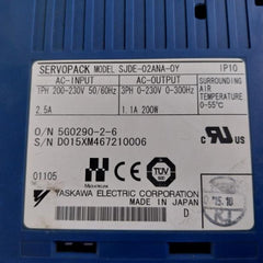 Yaskawa Sjde-02Ana-oy Junma Series Servo Drive Servopack Ac In 200-230V 50/60Hz