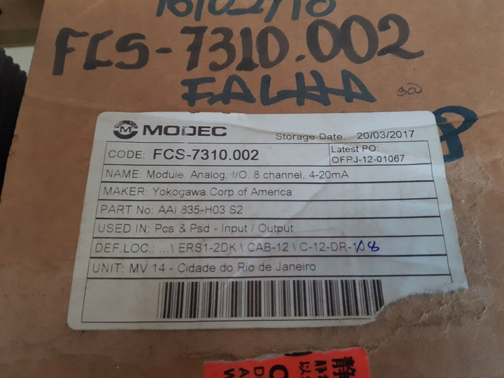 Yokogawa Aai 835-h03 S2 Analog Input/Output Module Aai835 C3Gc30699G