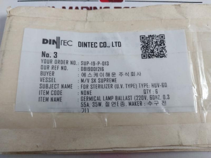 Yuanxing Electric Ksc 8102 Magnetic Ballast 220V 60Hz 38W