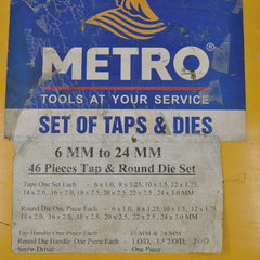 Metro 6 Mm To 24Mm 46 Pieces Tap & Round Die Set