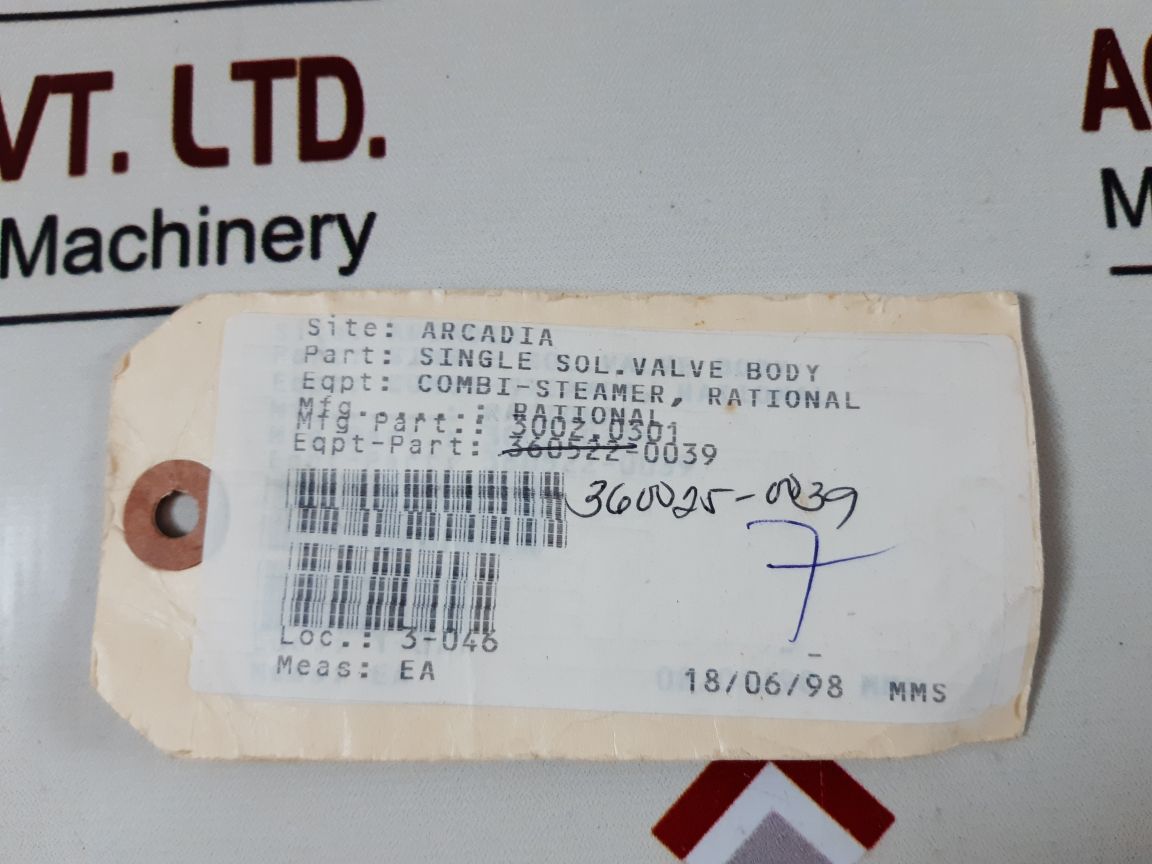 609359 single solenoid valve body