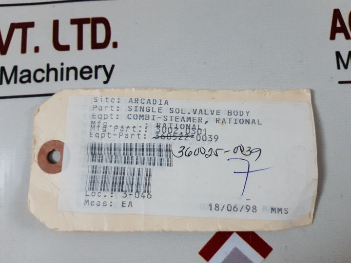 609359 single solenoid valve body