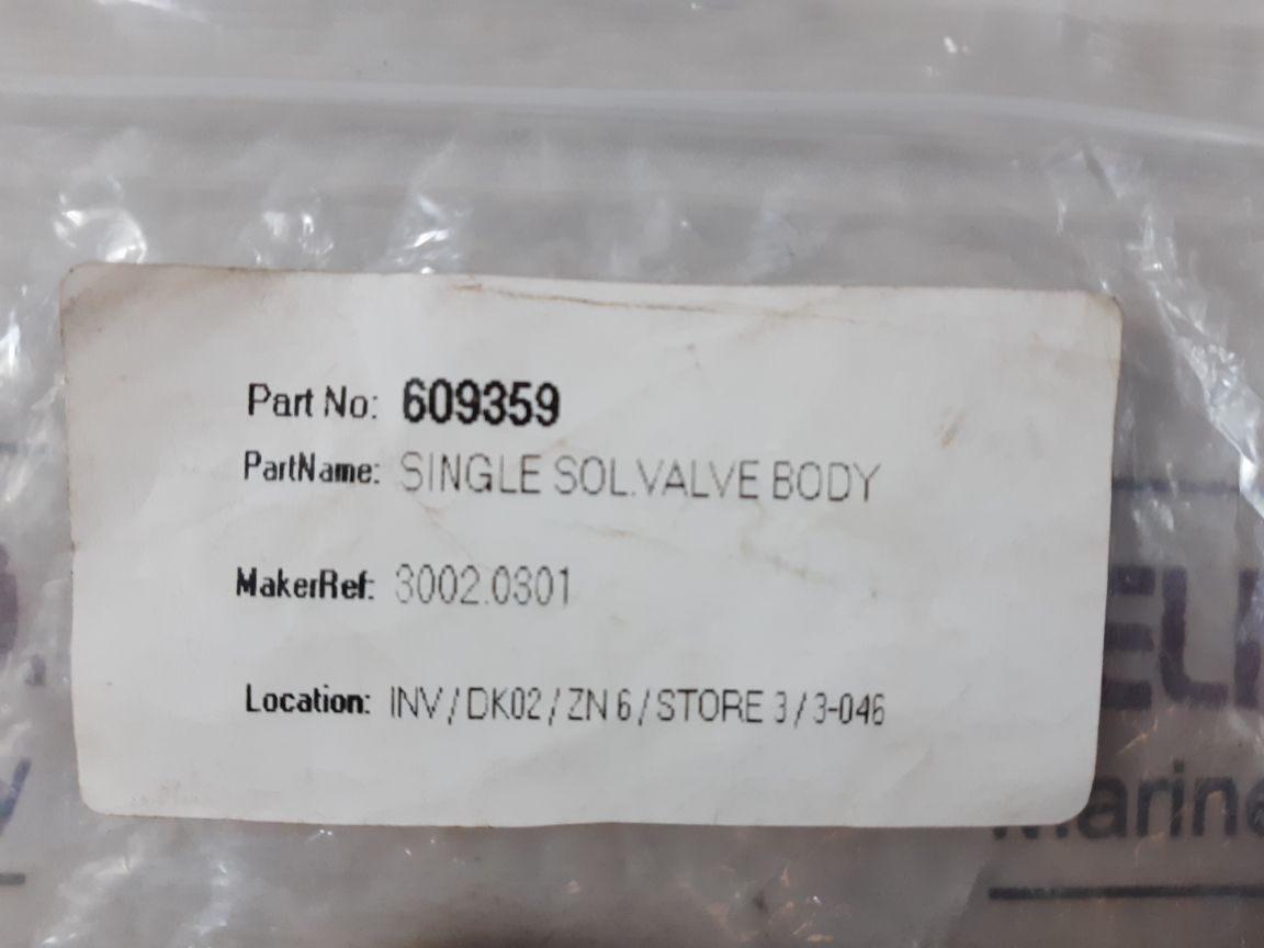 609359 single solenoid valve body