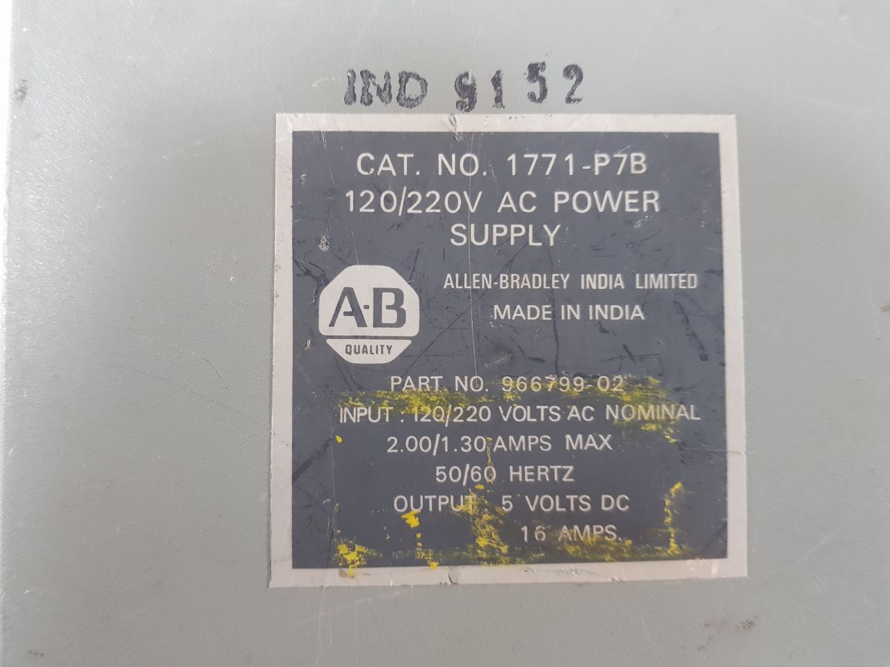Allen-bradley 1771-p7B Power Supply Module 120/220V 16Amps