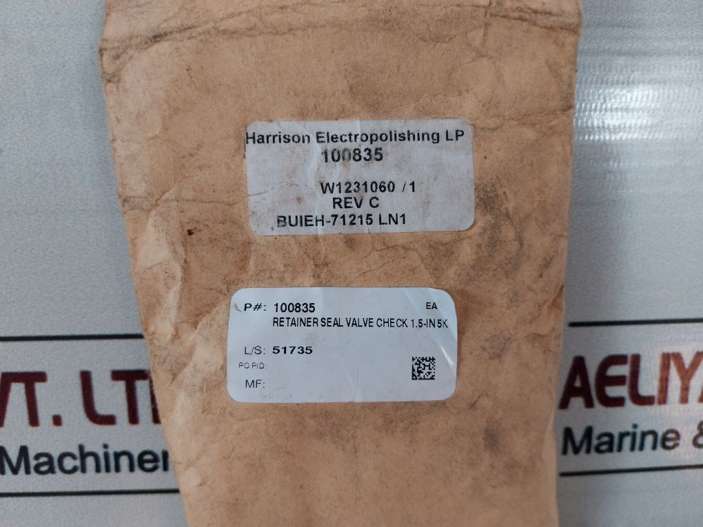 100835 Rev C Retainer Seal Check Valve 1.5-in 5K
