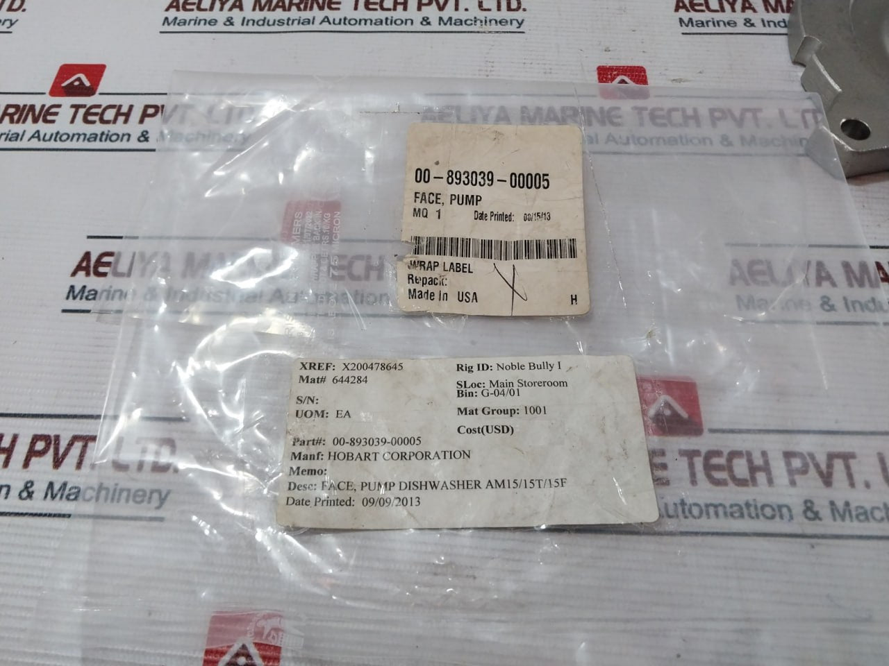 Hobart 00-893039-00005 Face Pump Dishwasher Am15/15T/15F