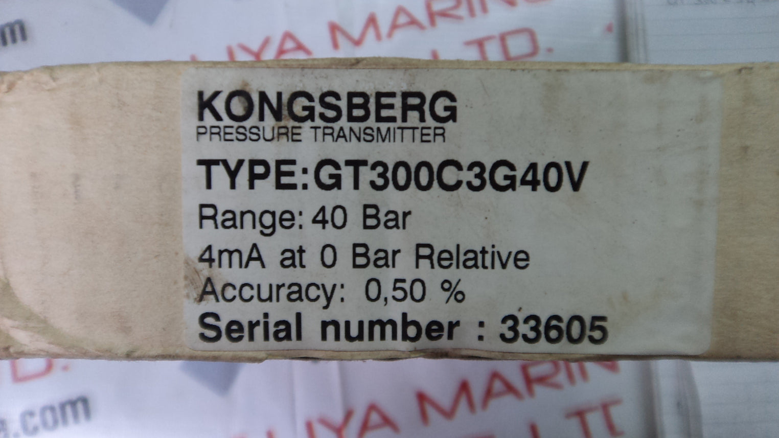 Kongsberg gt300c3g40v pressure transmitter