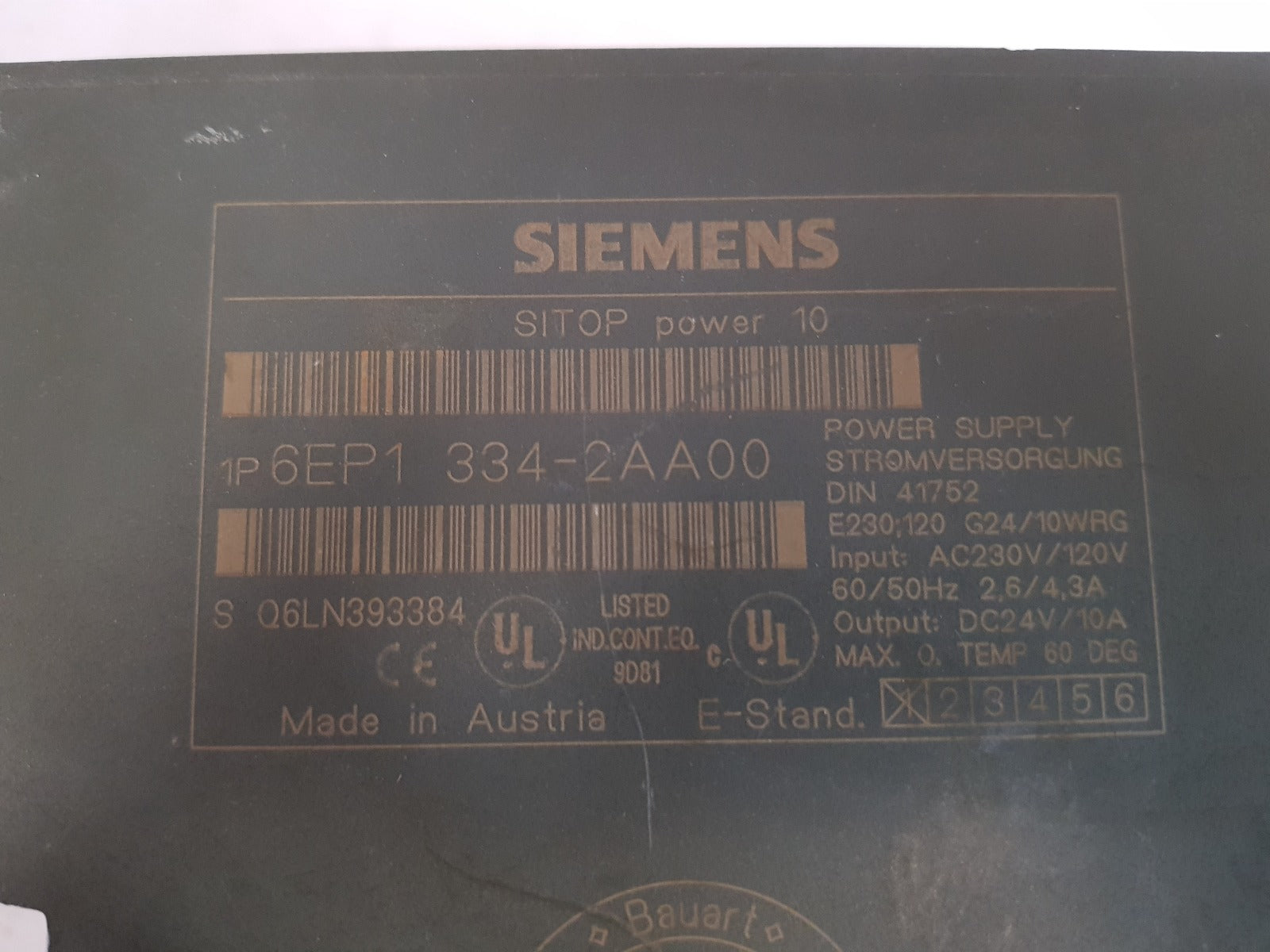 Siemens 6ep1 334-2aa00 sitop power 10 power supply