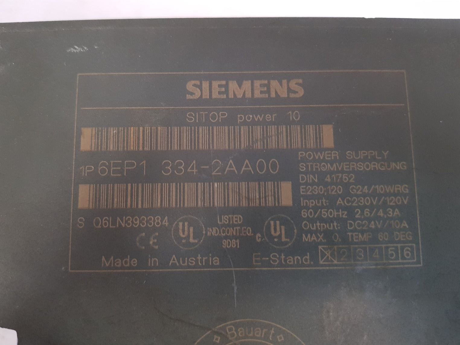 Siemens 6ep1 334-2aa00 sitop power 10 power supply