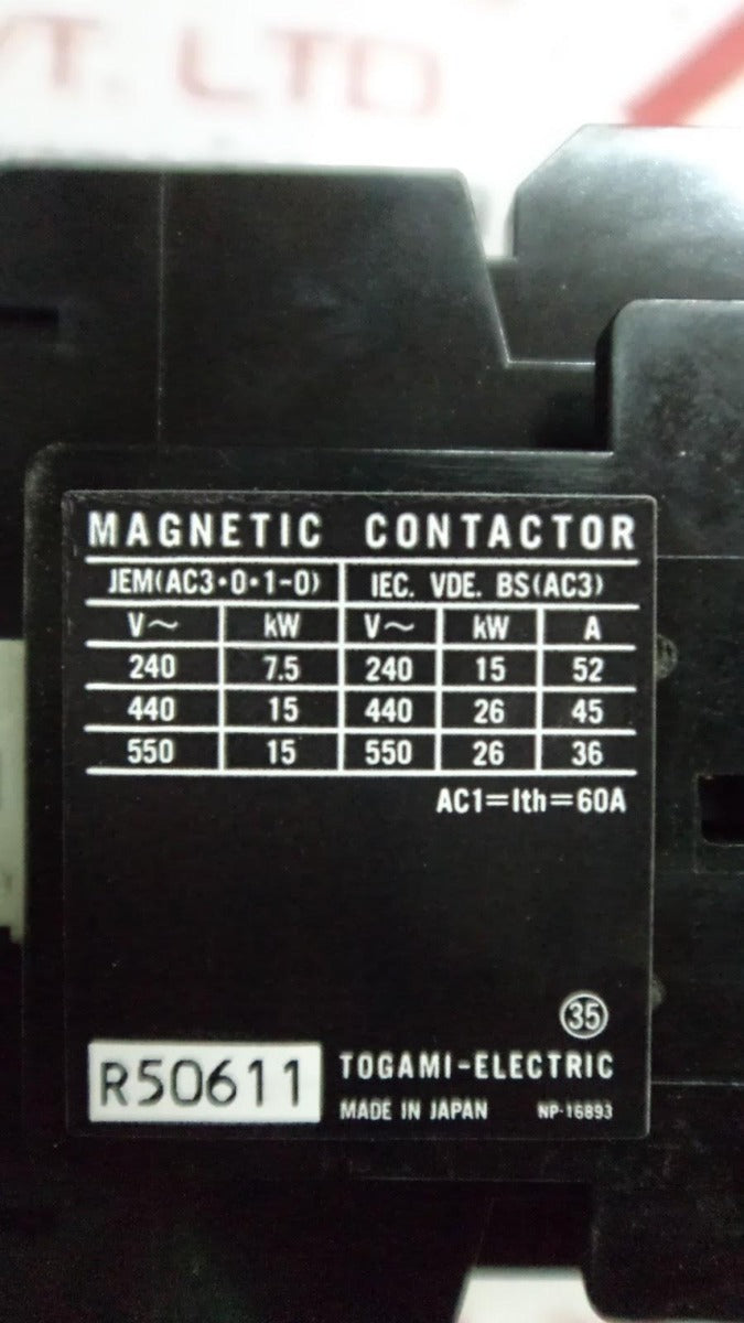 Togami-electric rsk 35j r50611 magnetic contactor