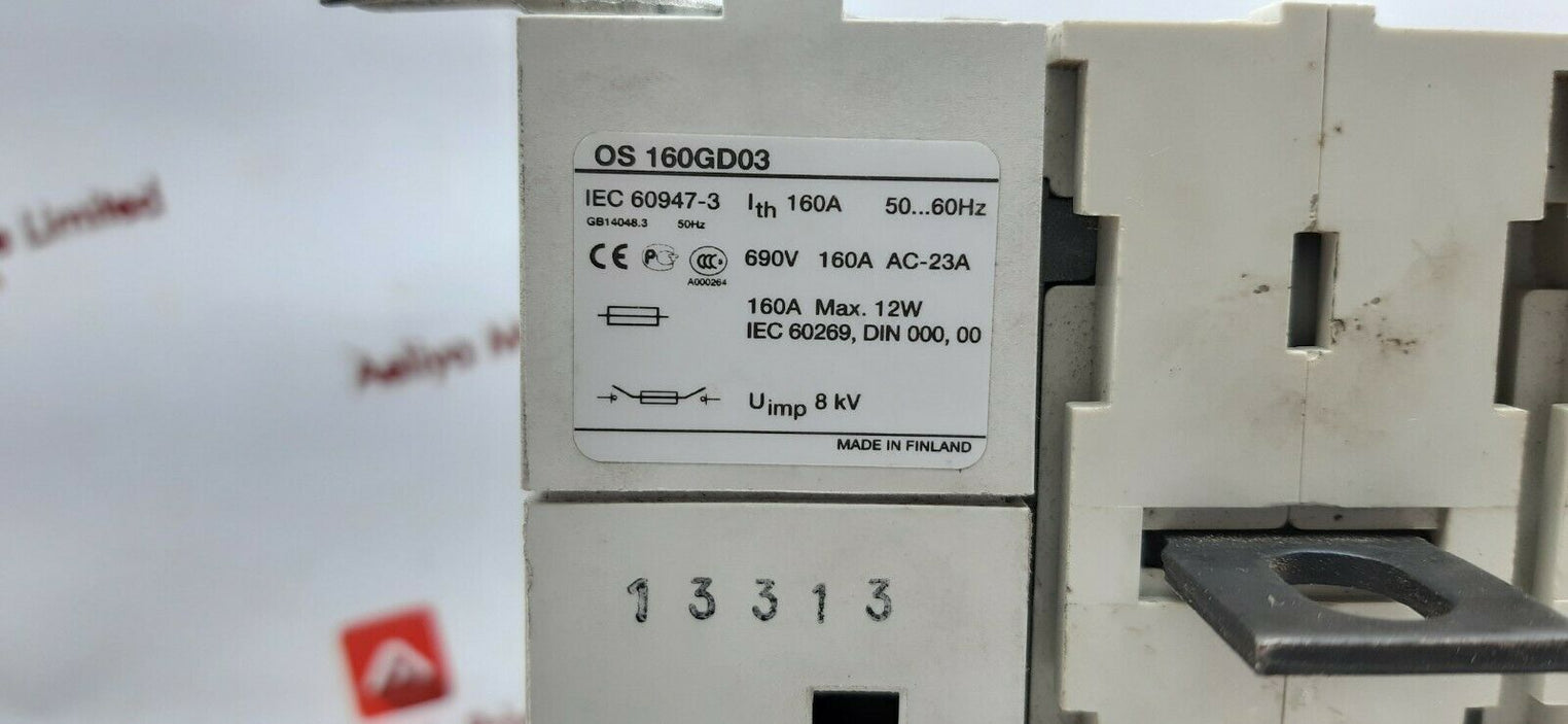 Abb os 160gd03 disconnect switch with fuse cooper bussmann