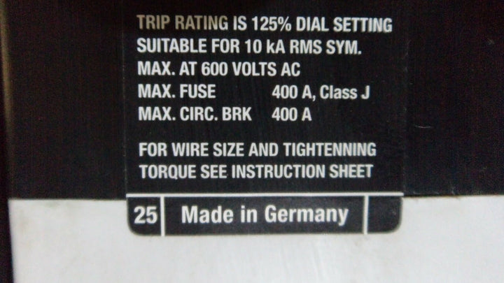 MOELLER Z5 100 FF250 MOTOR OVERLOAD RELAY