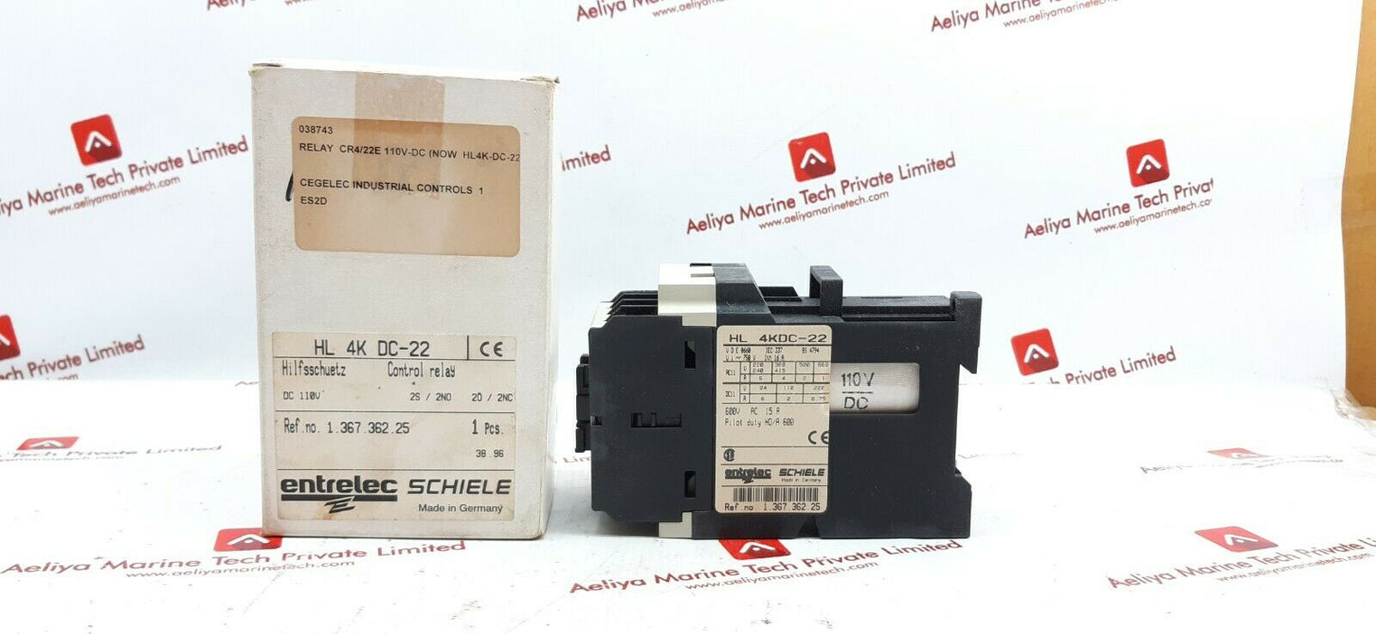 Entrelec Schiele Hl4Kdc-22 Control Relay