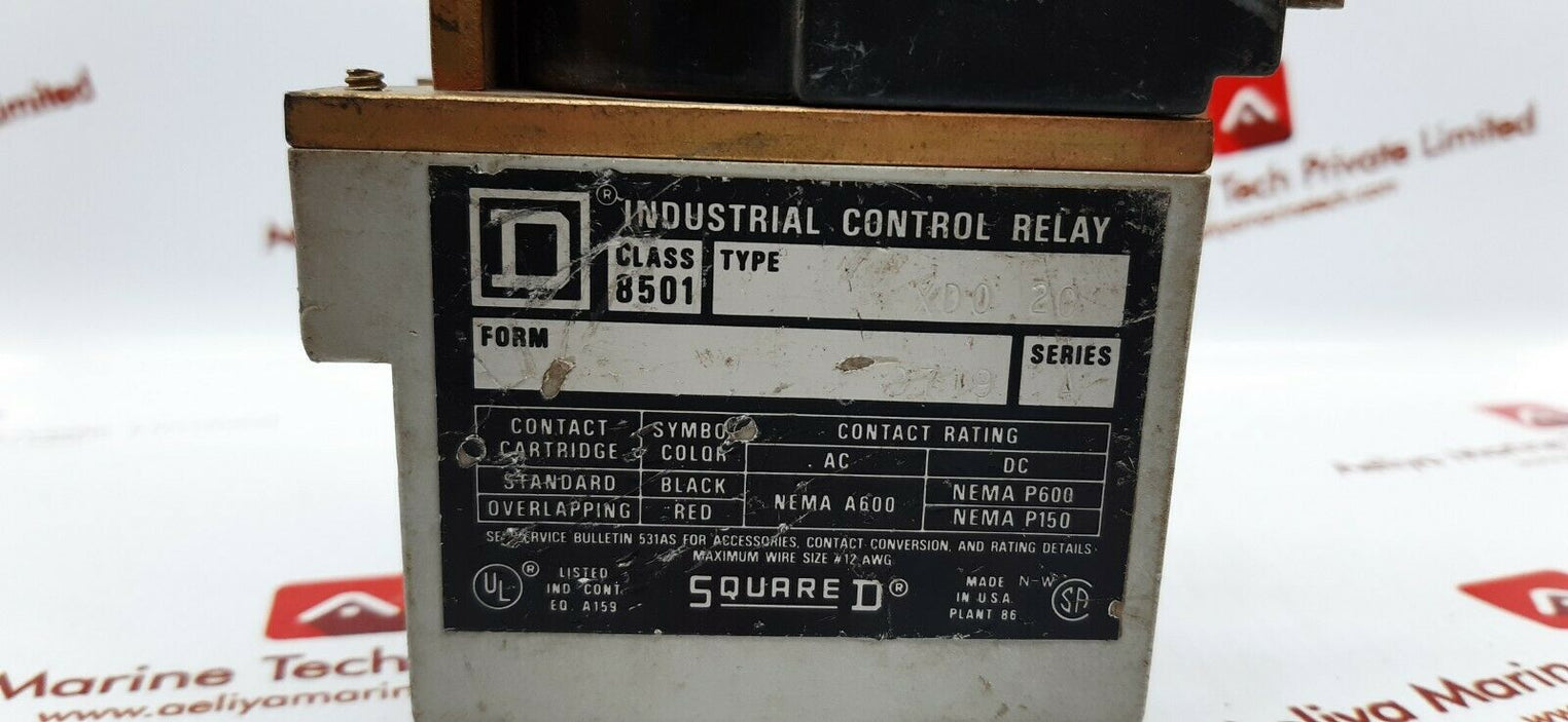 Square D 8501 xd0-20 industrial control relay ser.A