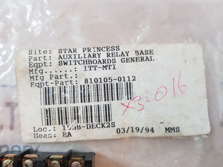 Itt-mti 810105-0112 Auxiliary Relay Base