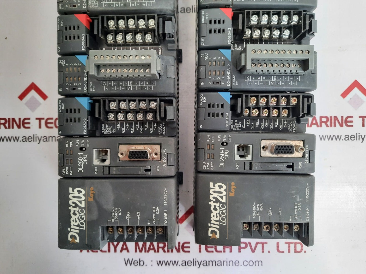 Koyo direct d2-09b-1,dl250-1 cpu,f2-08ad-2,d2-16nd3-2,f2-08da-2,d2-12tr,f2-cp128