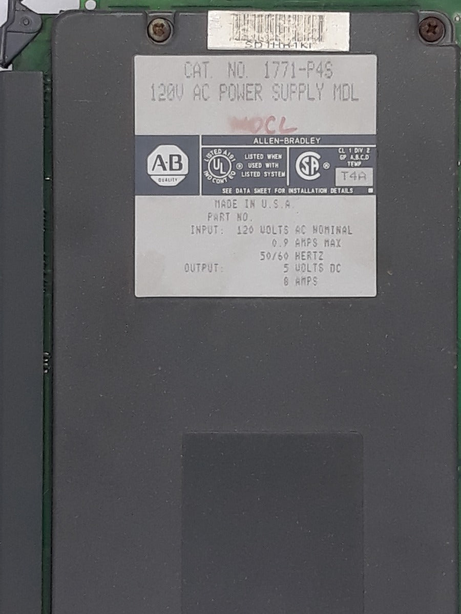 Allen bradley 1771-p4s 120v ac power supply mdl