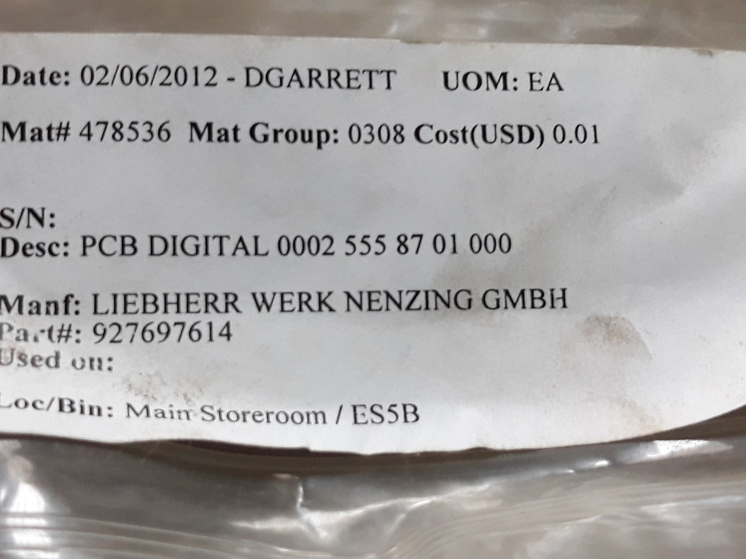 Liebherr 927697614 Pcb Card Circuit Board