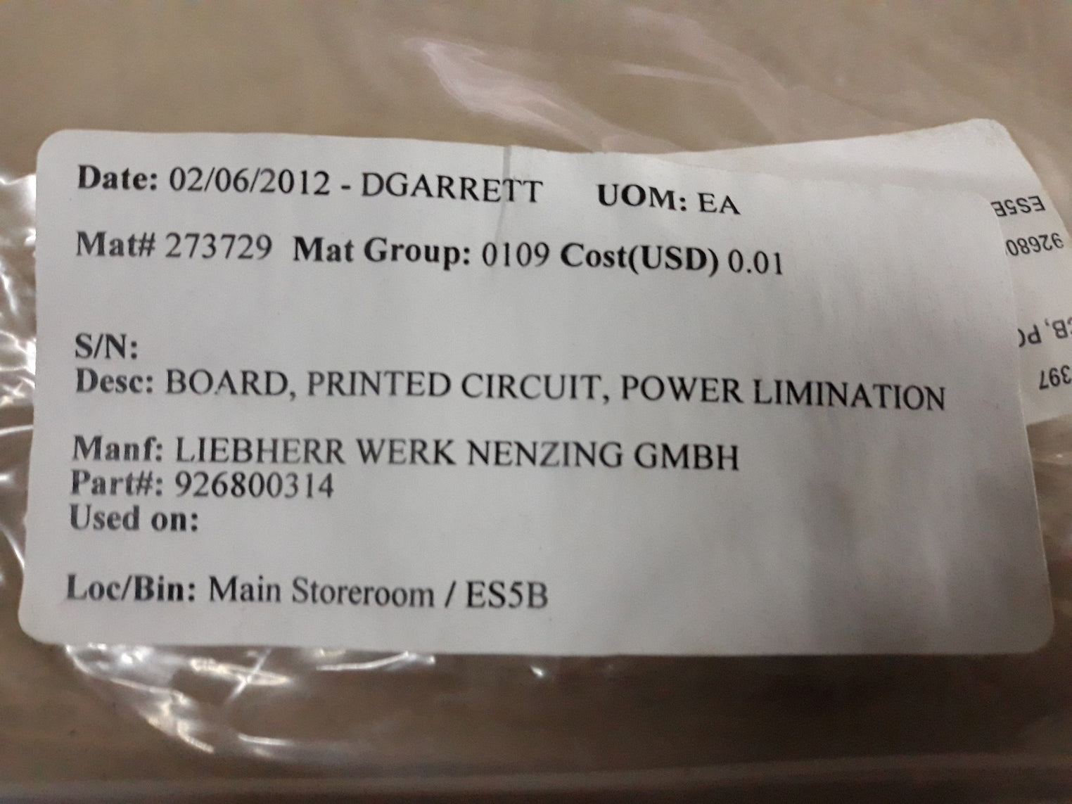 Liebherr 926800314 card 0002 555 32 00 004 0