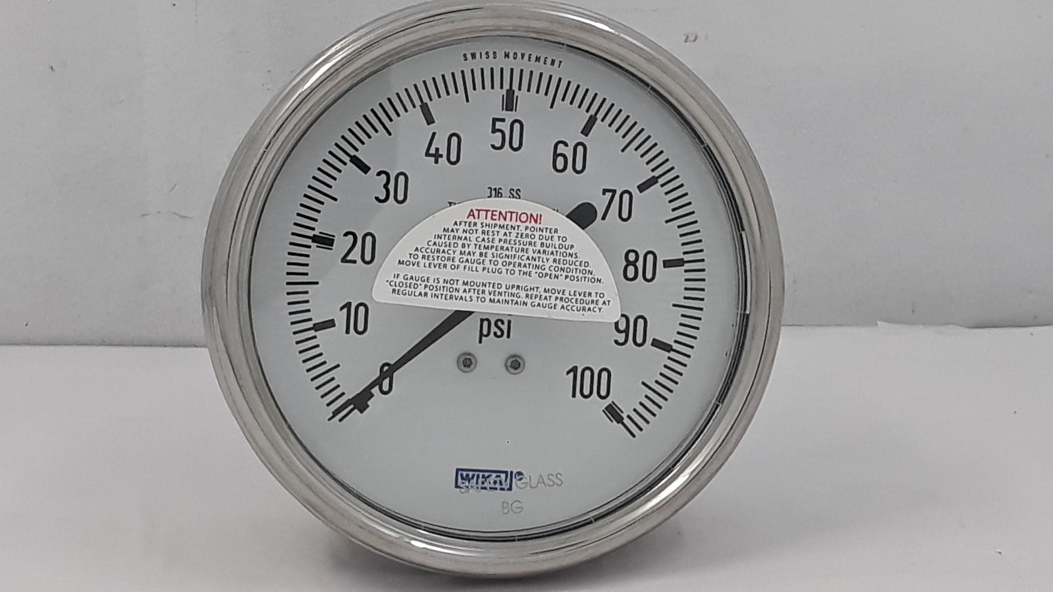 Wika Instruments 9745882 Industrial Pressure Gauge 0-100 Psi