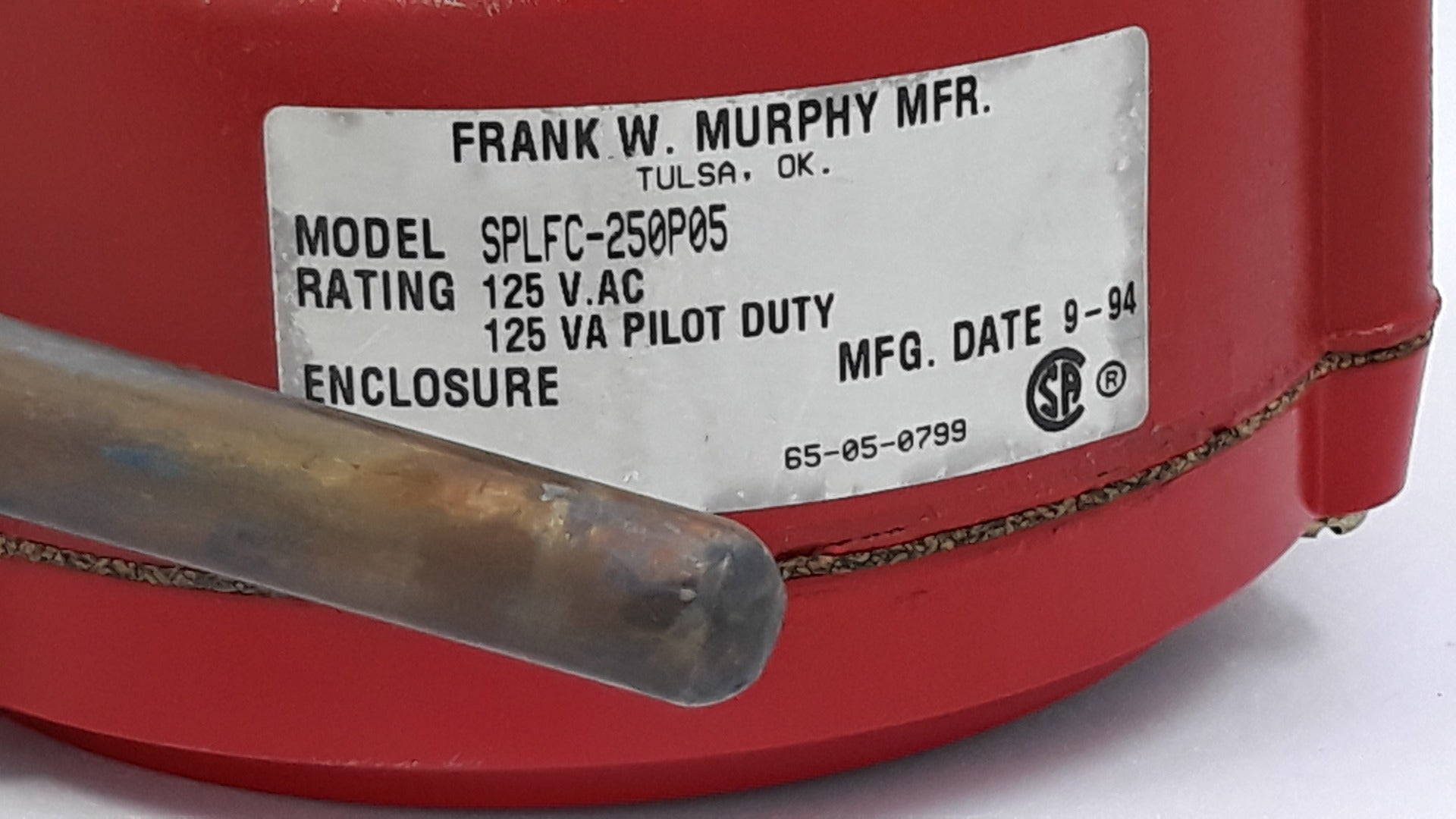 Murphy Splfc-250P05 Temperature Switch Gauge 125V