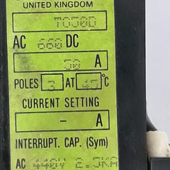 Terasaki 3 Pole Circuit Breaker To-50D 50A