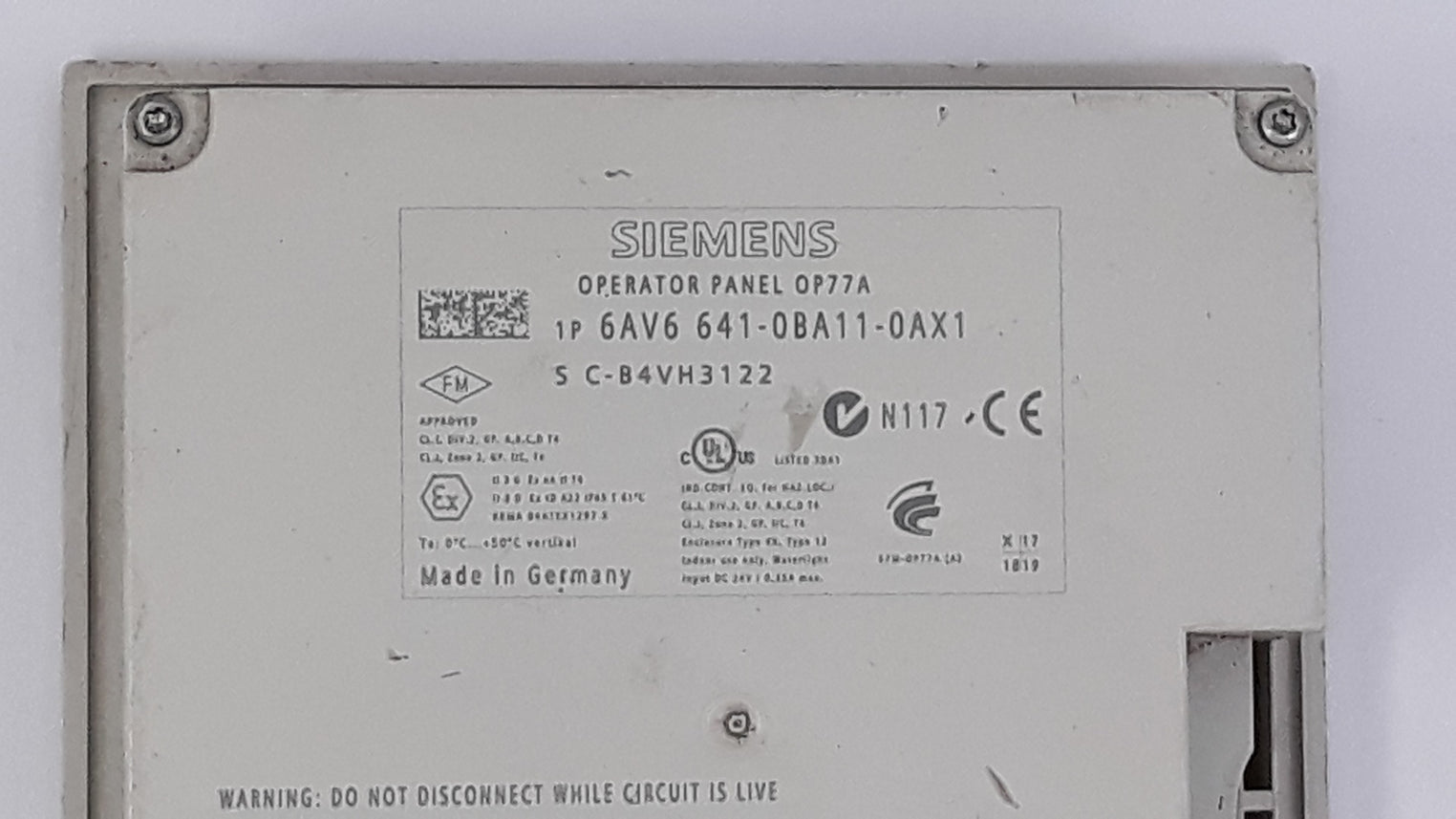 Siemens simatic operator panel op77a 6av6 641-0ba11-0ax1 