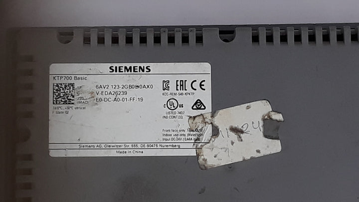 Siemens ktp700 basic 6av2 123-2gb03oax0 touch panel
