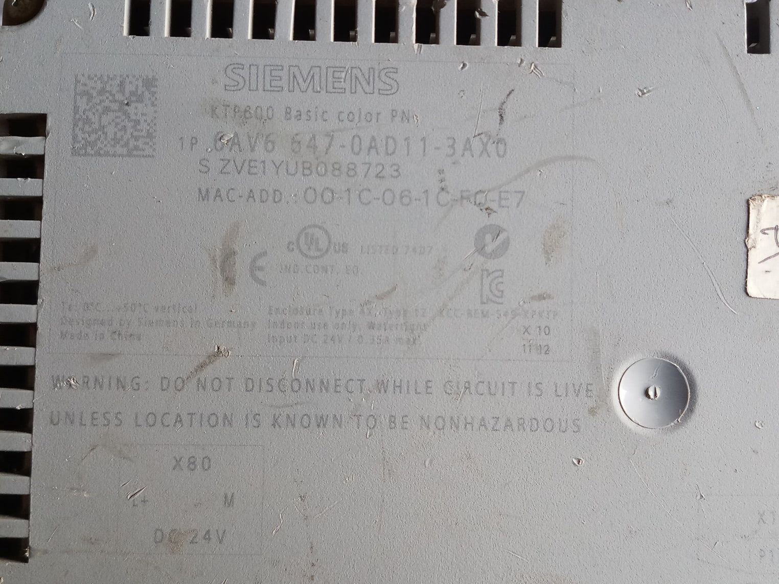 Siemens 1p 6av6 647-0ad11-3ax0 simatic panel