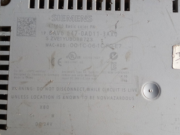 Siemens 1p 6av6 647-0ad11-3ax0 simatic panel