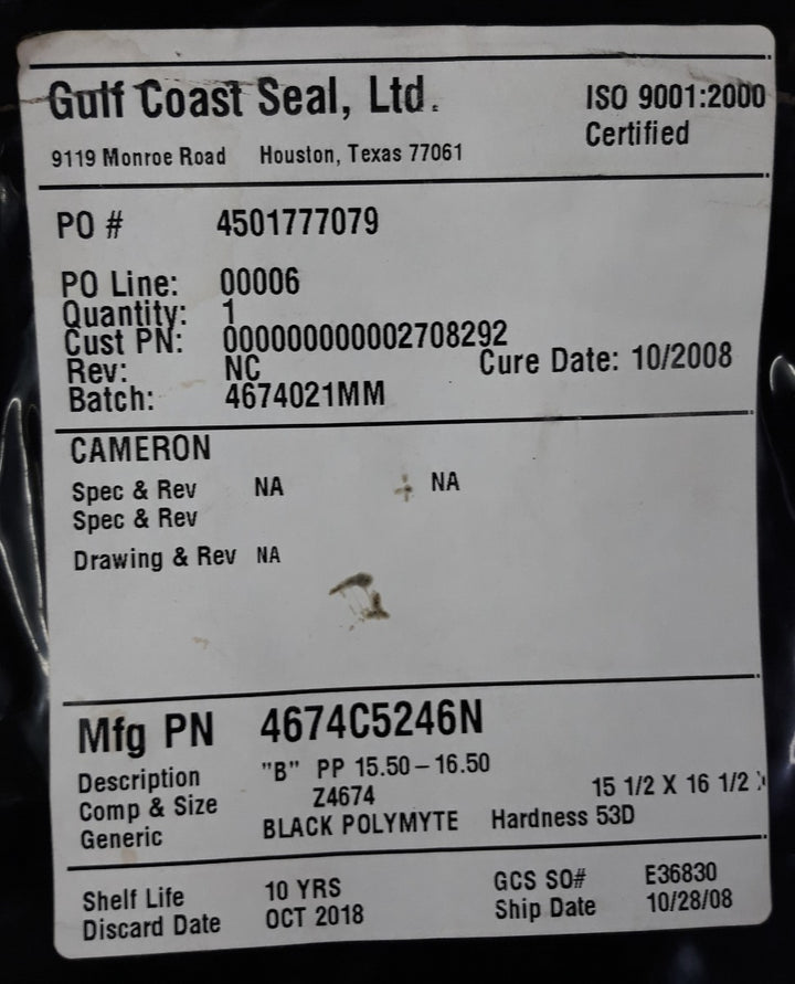 Gulf Coast 4674C5246N Seal Bonnet