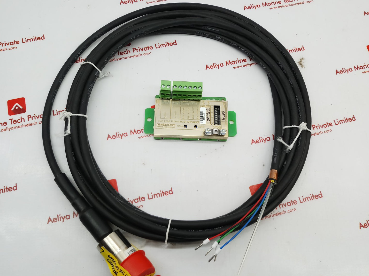 Emerson mas 2600 transducer amplifier with mas 2600-g30-05-0/0p sensor