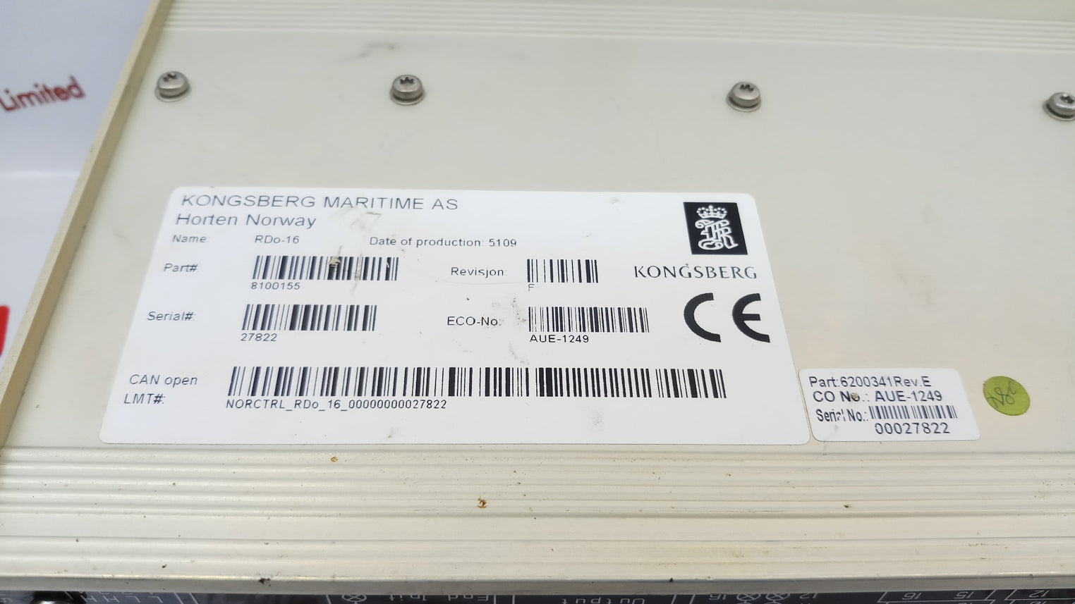 Kongsberg Rdo-16 8100155 Rev E 6200341