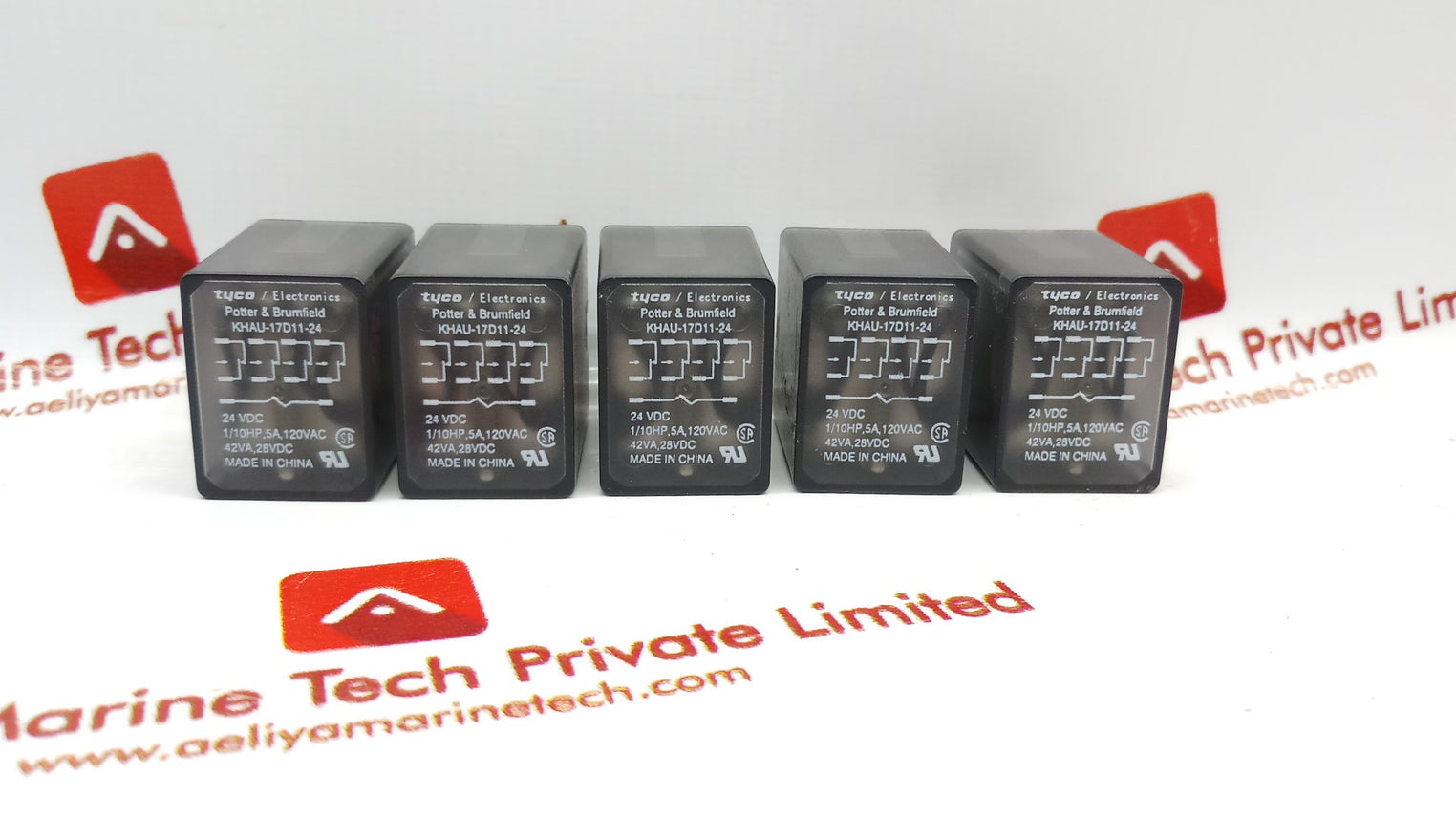 Lot Of 5X Tyco Potter & Brumfield Khau-17D11-24 Coil Relay 1/10Hp, 5A, 120Vac