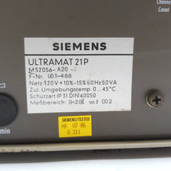 Siemens M52056-a20-z Ultramat 21P Gas Analyzer