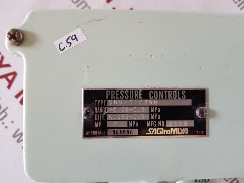 Saginomiya Sns-c103Wq Pressure Controls