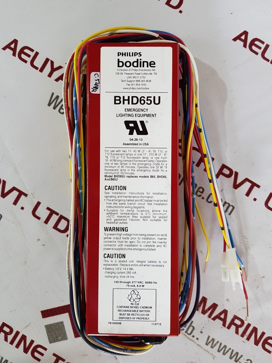 philips bodine bhd65u ballast emergency light 50/60hz