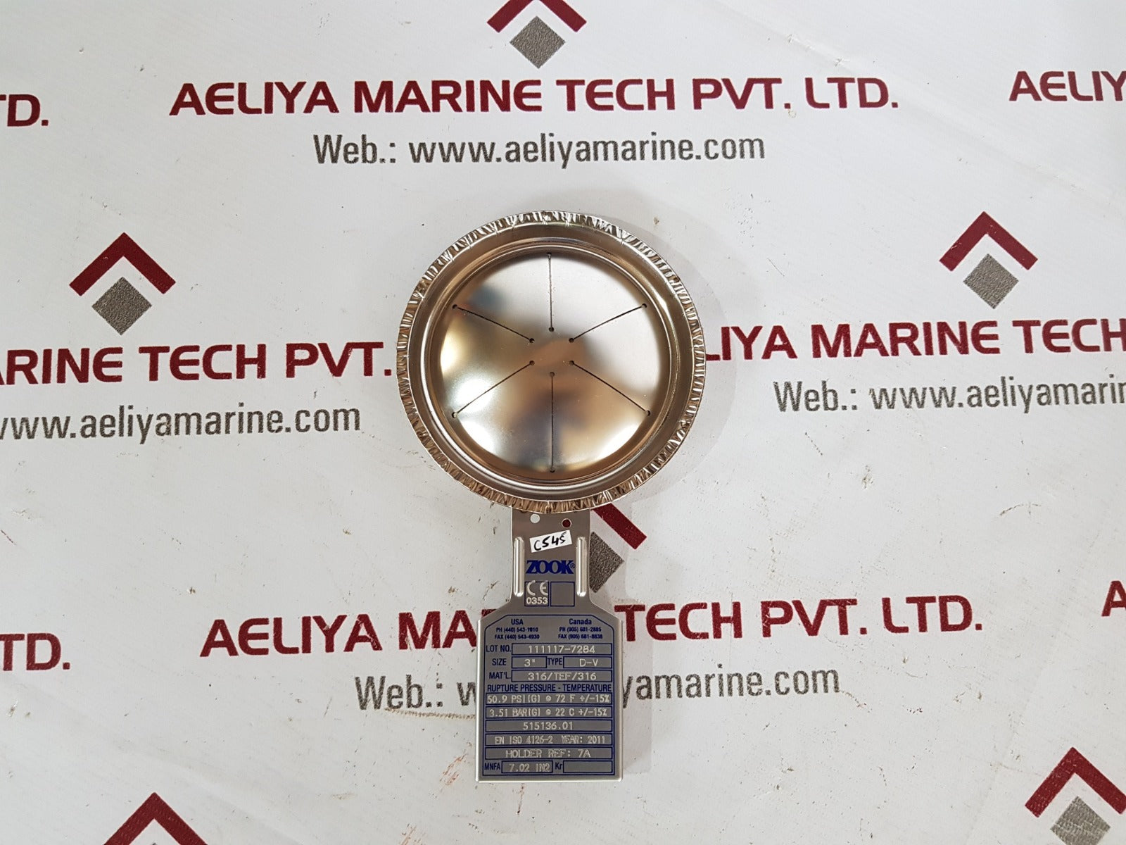 Zook rupture disk size.3" d-v 316/tef/316