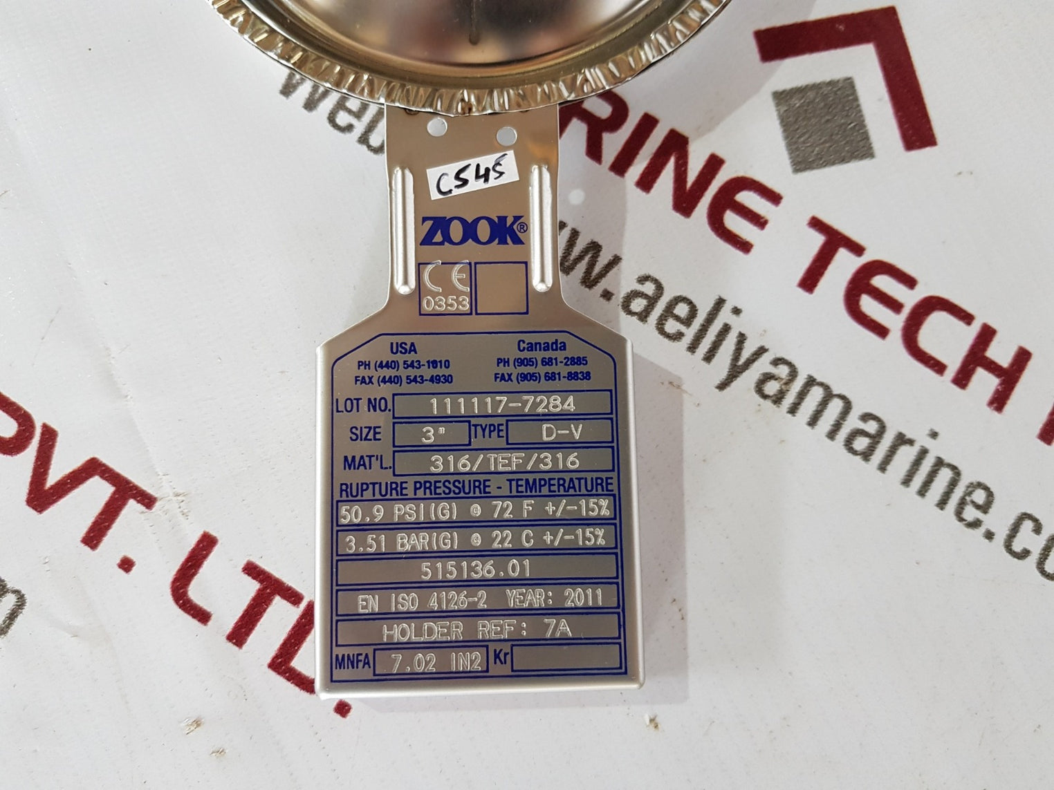 Zook rupture disk size.3