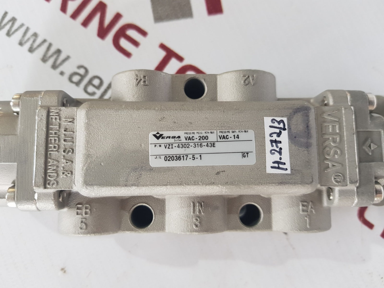 Versa vzi-4302-316-43e pneumatic directional valve