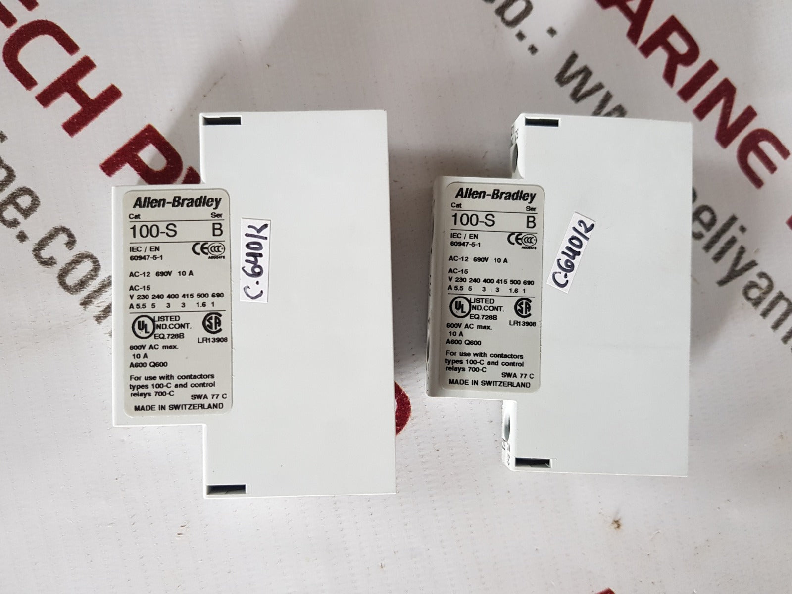 Allen-bradley 100-s ser b auxiliary contacts