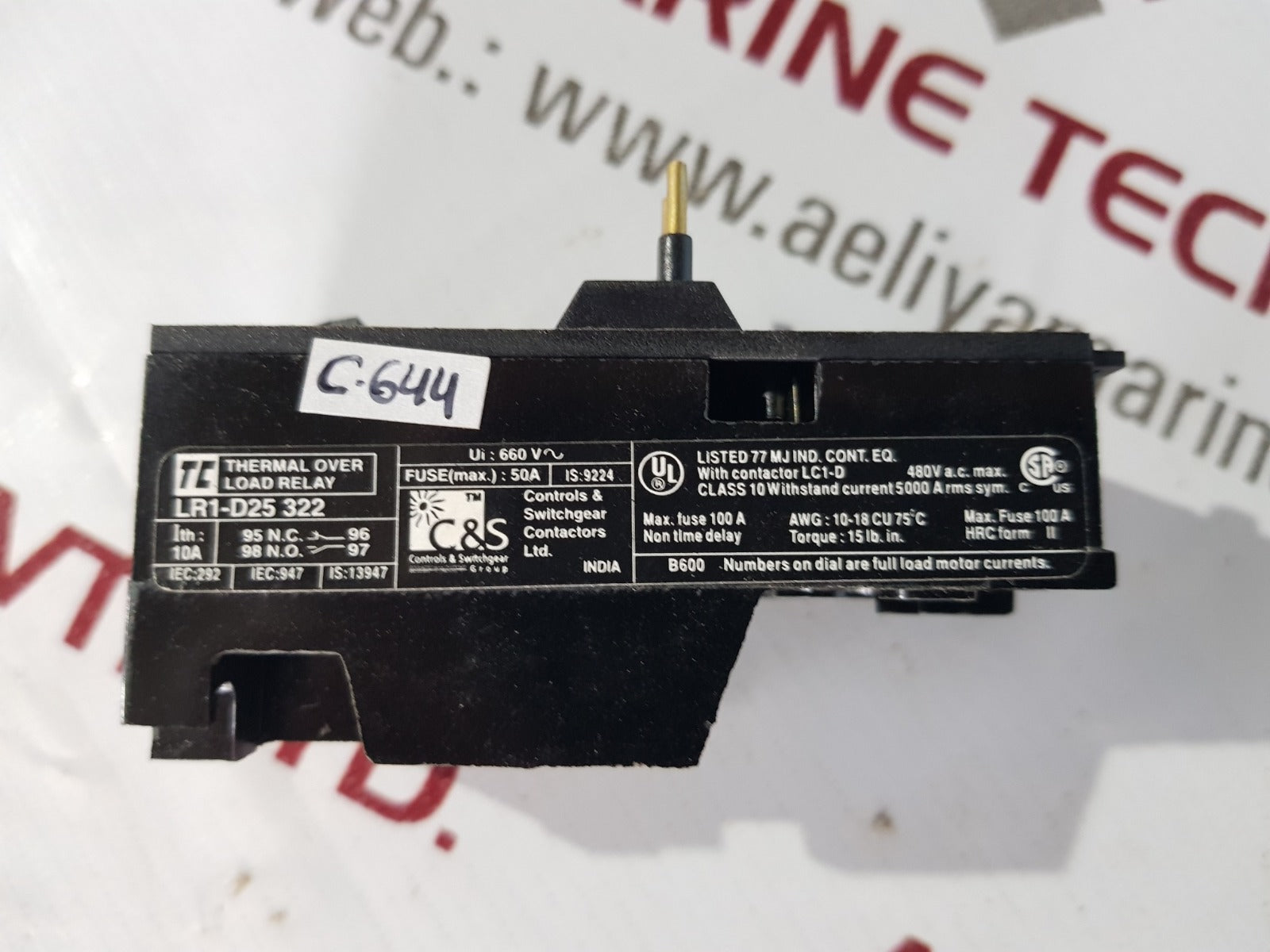 C&S lr1-d25 322 thermal over load relay