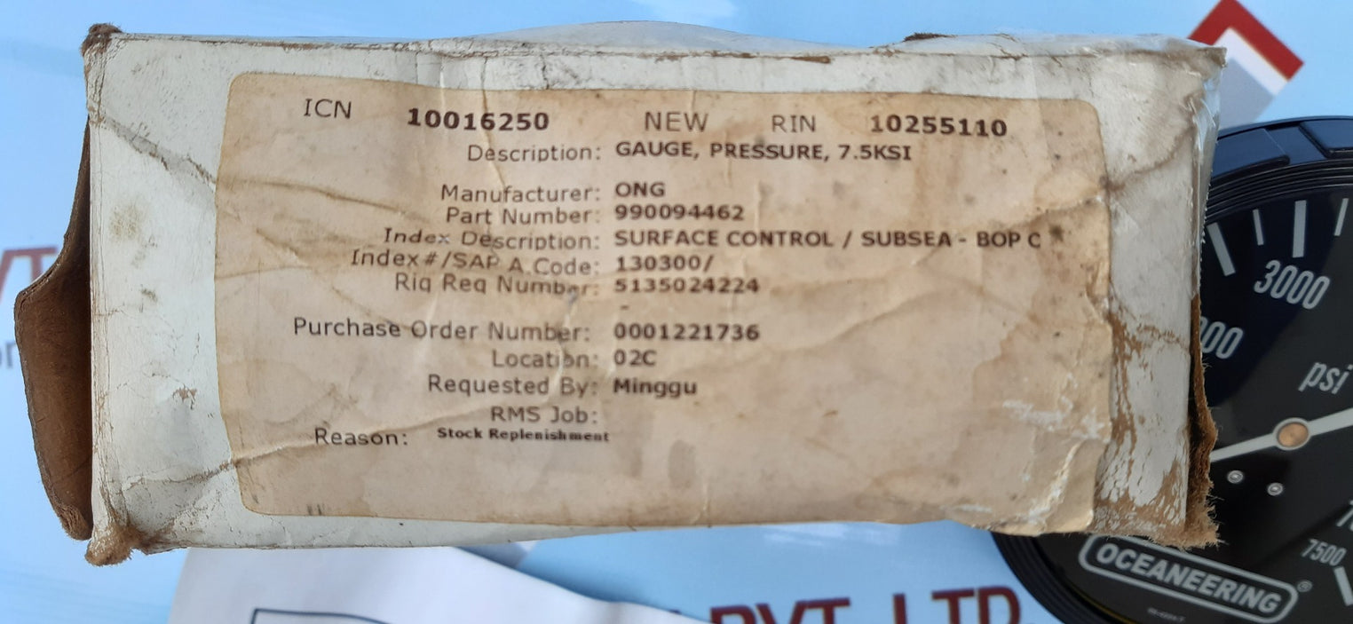 Oceaneering lfp412-7500-psi-g pressure gauge