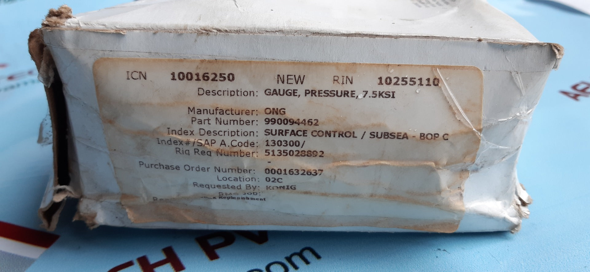 Oceaneering lfp412-7500-psi-g pressure gauge 0 to 7500 psi