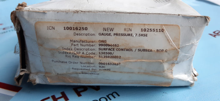 Oceaneering lfp412-7500-psi-g pressure gauge 0 to 7500 psi