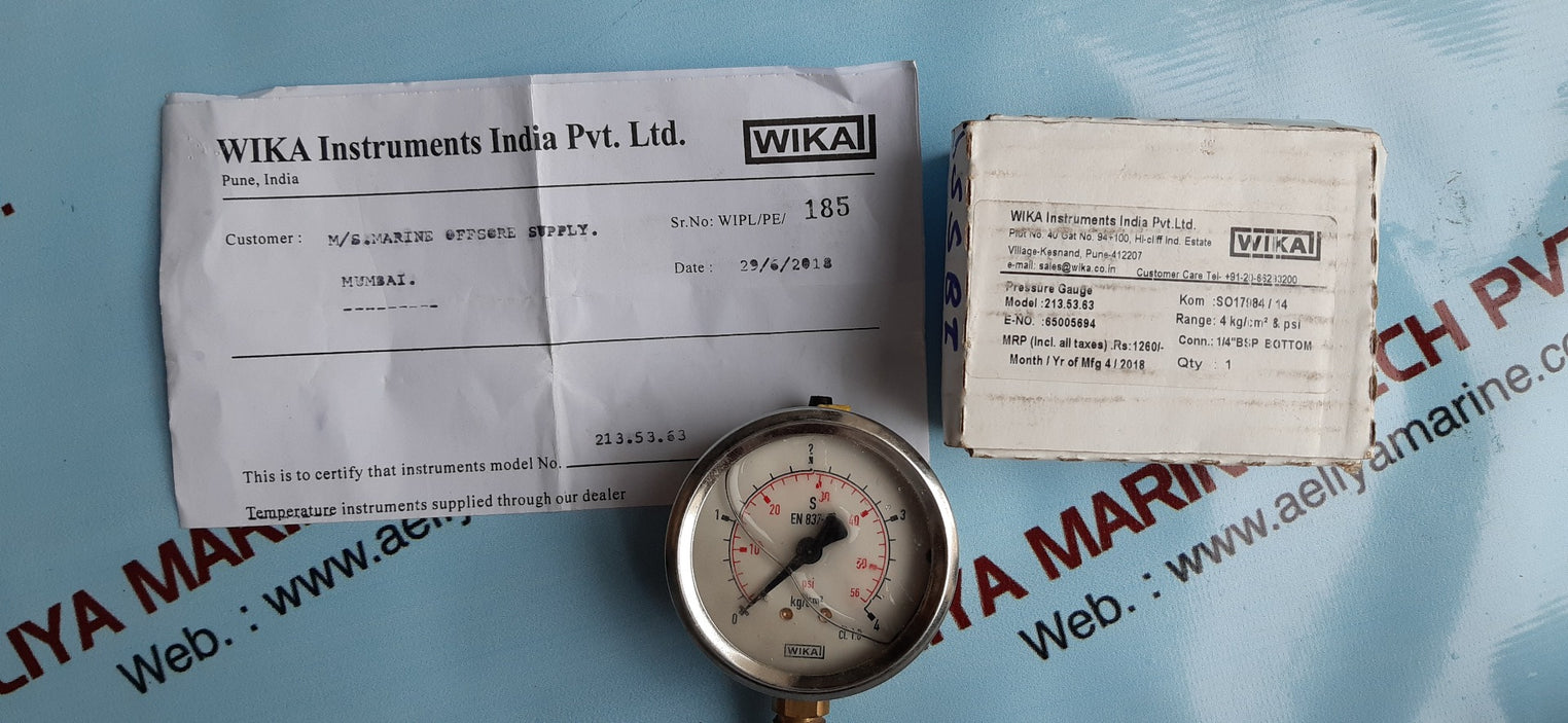 Wika 213.53.63 pressure gauge 4kg/cm2 & psi