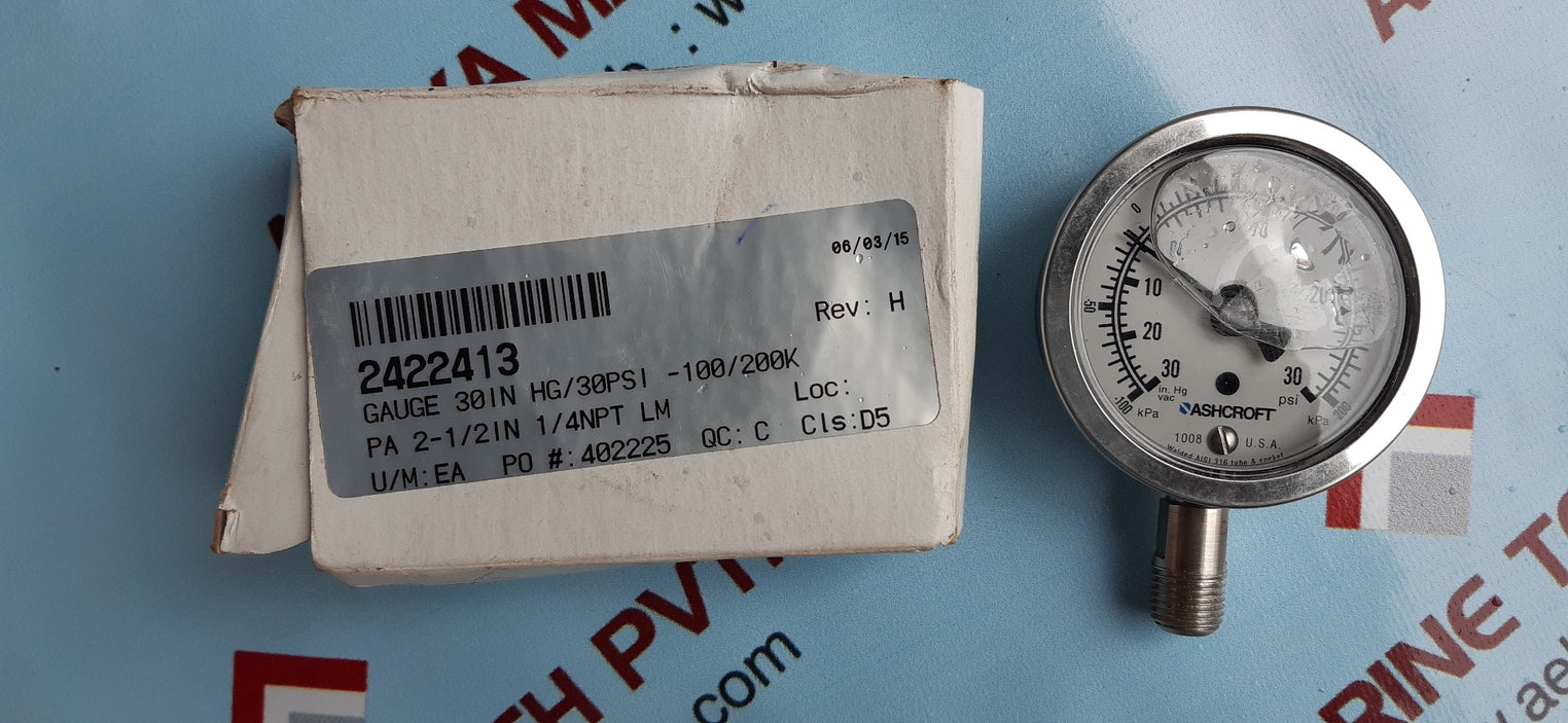 Ashcroft 63-1008-sl-02l-v/30#/kp industrial duralife gauge