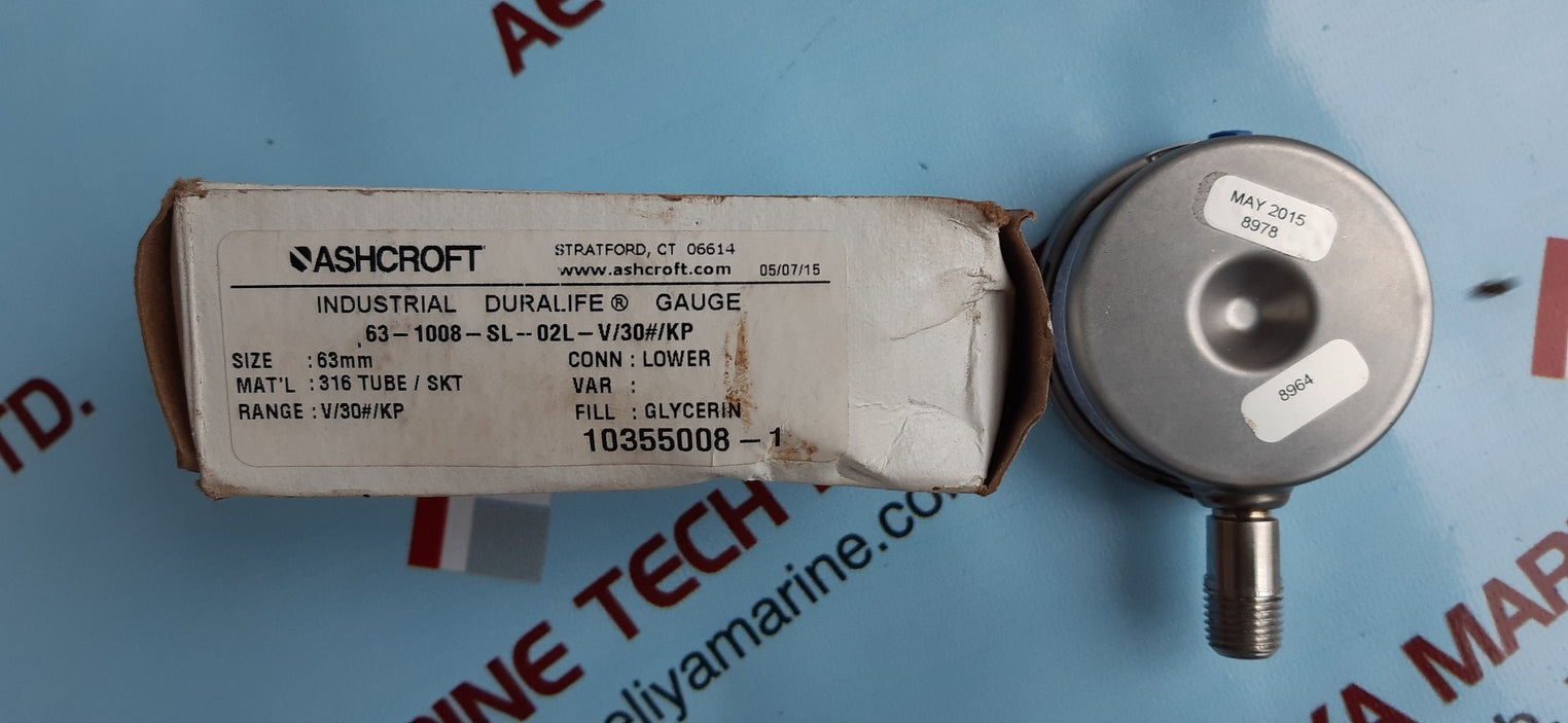 Ashcroft 63-1008-sl-02l-v/30#/kp industrial duralife gauge
