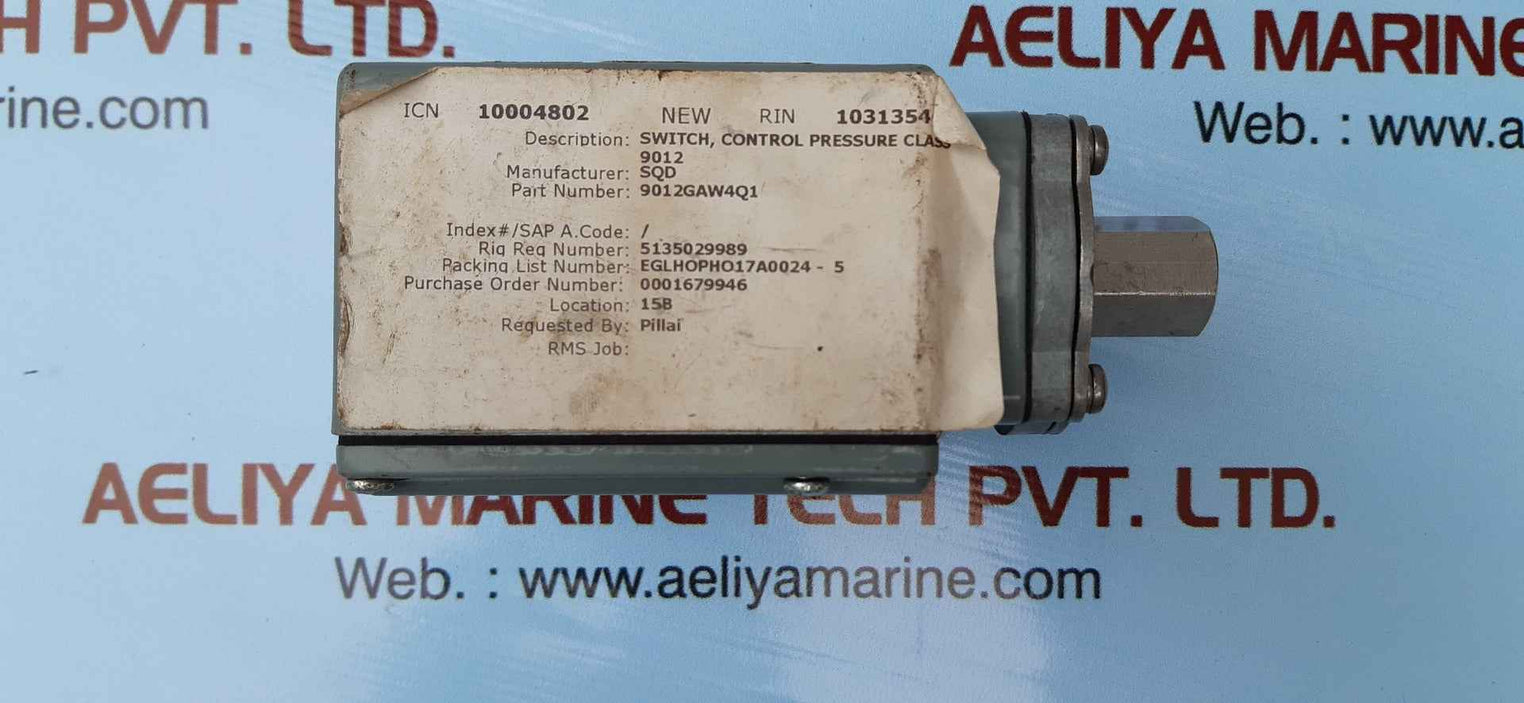 Square D 9012 Gaw-4 Pressure Switch Series:C, 9012Gaw4Q1 (1.5-75 Psig 1-5.3Bar)