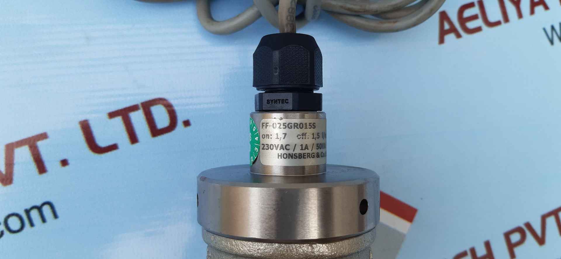 Honsberg Ff-025Gr0155 Piston Flow Switch On 1.7 Lpm Off 1.5 Lpm